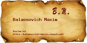 Balassovich Maxim névjegykártya